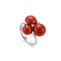 · Anello in Oro con Corallo Rosso e Diamanti ·