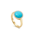 · Anello in Oro con Bottone di Turchese e Diamanti ·