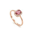 · Anello in Oro Rosa con Tormalina e Diamanti ·