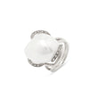 · Anello Luna in Oro Bianco con Perla Barocca e Diamanti ·