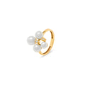 · Anello in Oro Giallo con Perle Giapponesi e Diamanti ·
