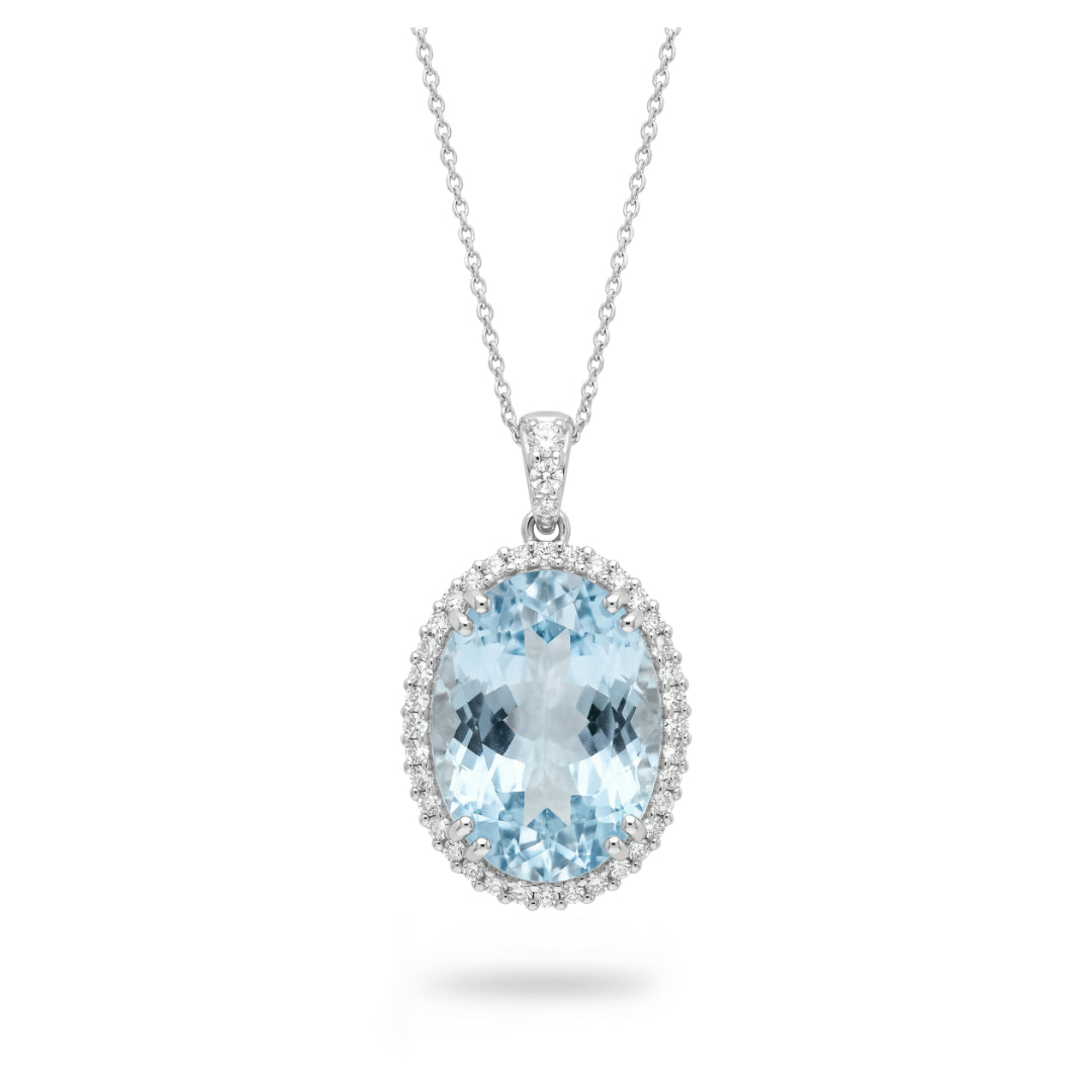 · Collana in Oro con Acquamarina e Diamanti ·