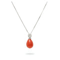 · Collana in Oro Bianco con Corallo Rosso e Diamanti ·