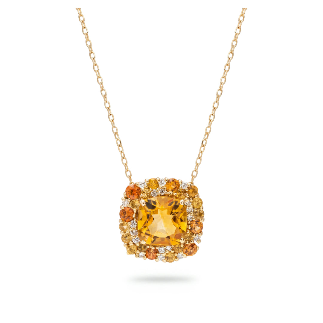 · Collana in Oro con Citrino, Zaffiri e Diamanti ·