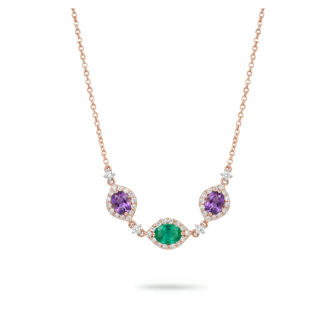 · Collana in Oro con Smeraldo, Ametista e Diamanti ·