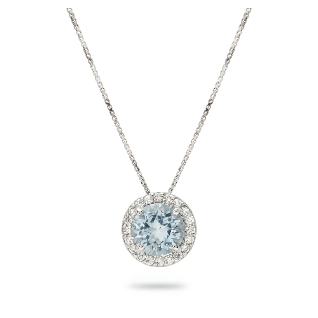 · Collana in Oro con Acquamarina e Diamanti ·