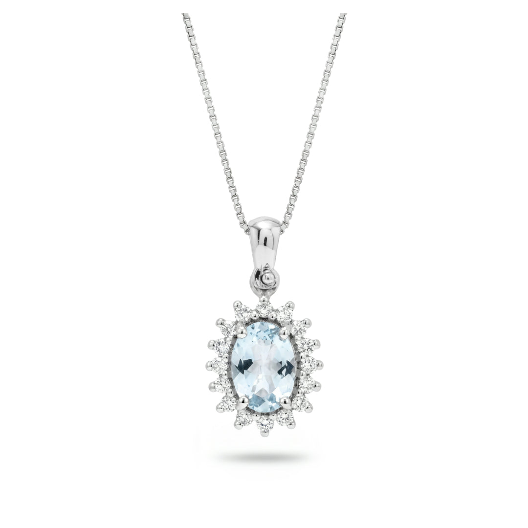 · Collana in Oro con Acquamarina e Diamanti ·