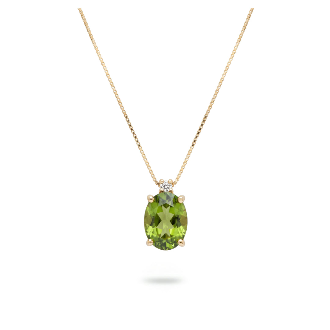 · Collana in Oro con Tormalina Verde e Diamanti ·