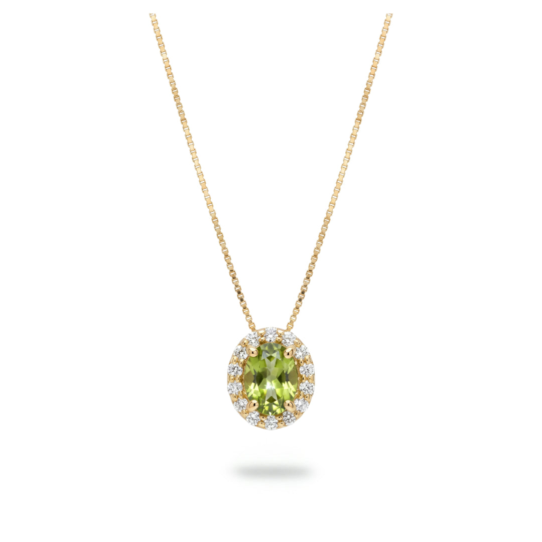 · Collana in Oro con Tormalina Verde e Diamanti ·