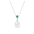 · Collana Giuditta in Oro Bianco con Perla Freshwater, Smeraldo e Diamanti ·