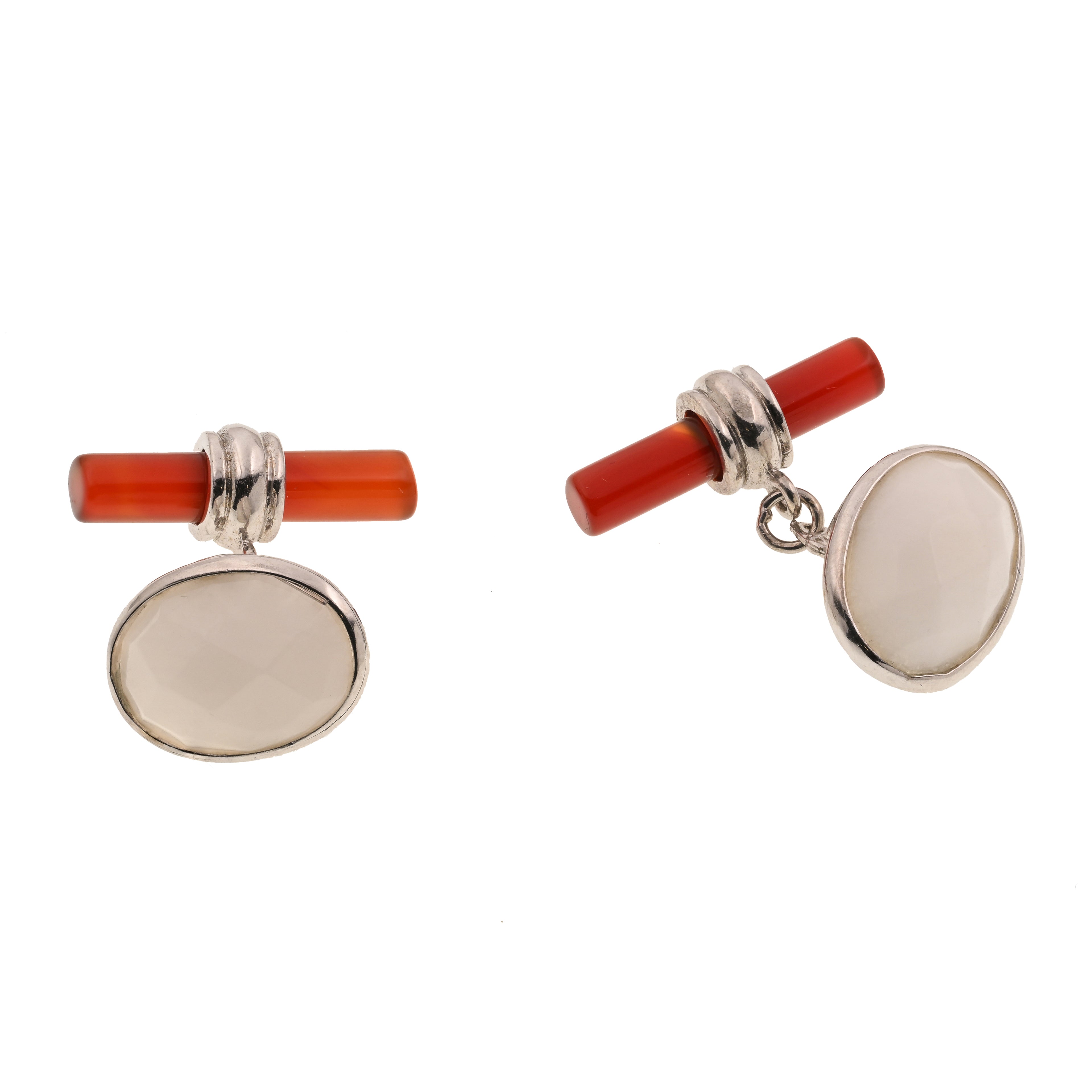 Gemelli in argento 925 con corniola e agata bianca