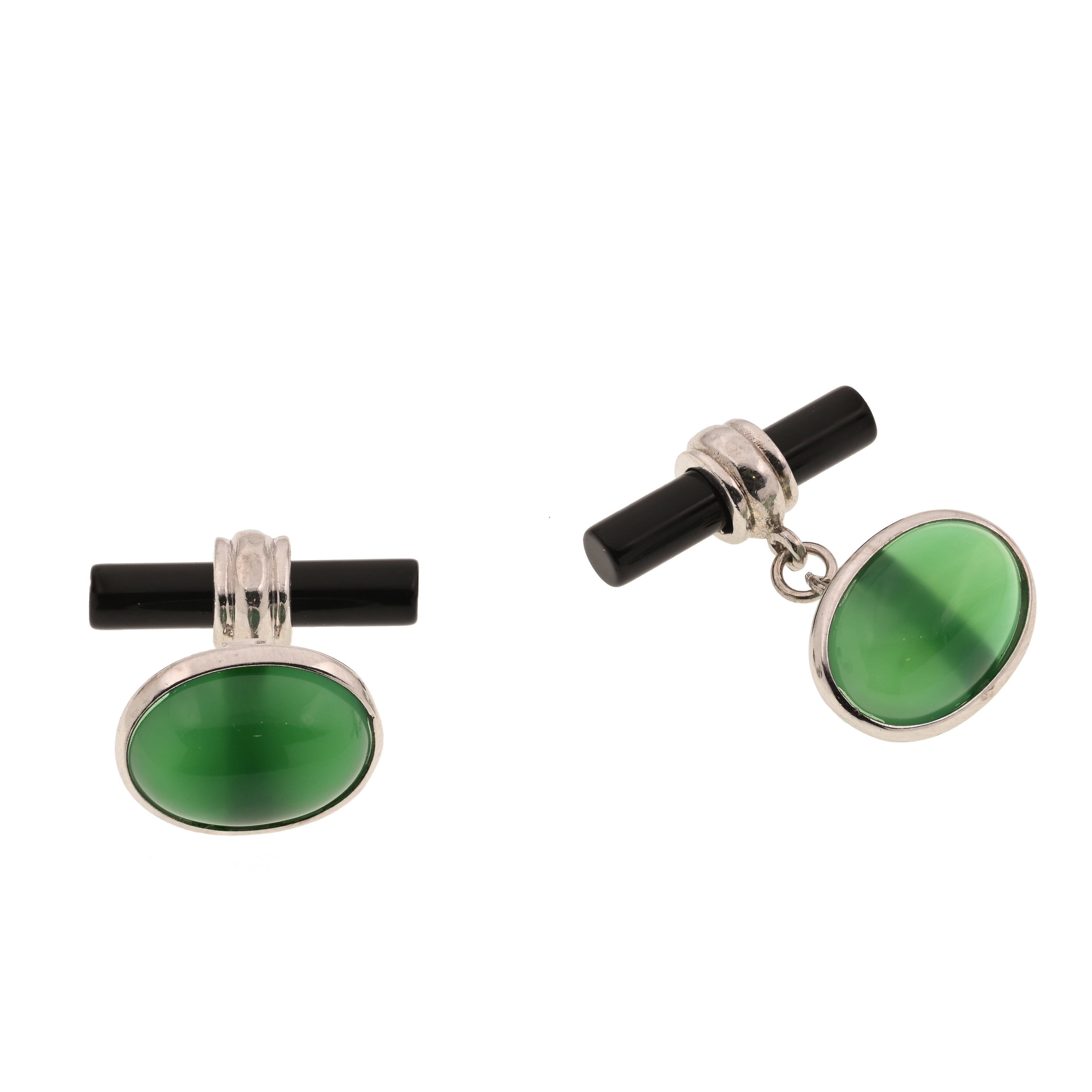 Gemelli in argento 925 con onice e agata verde