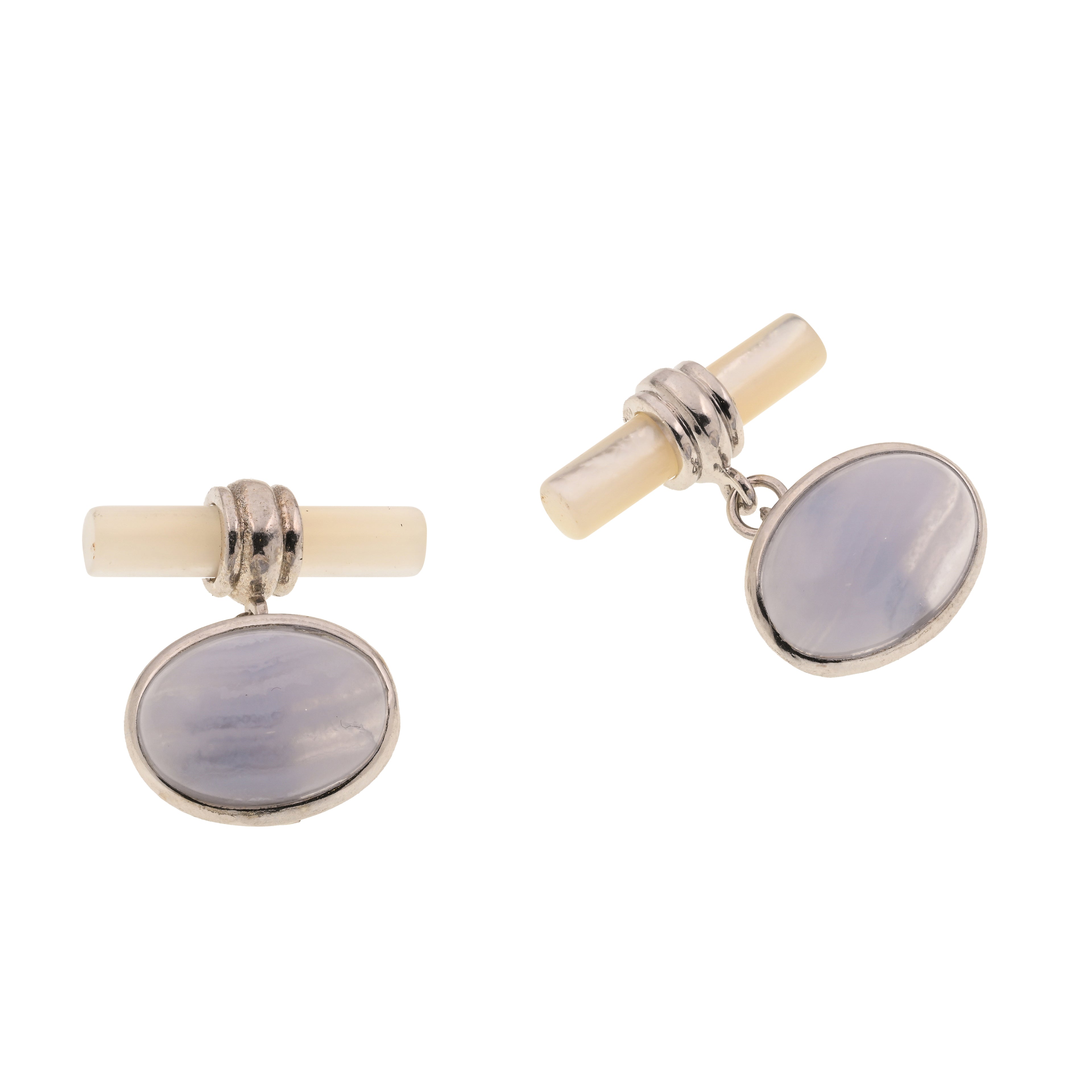 Gemelli in argento 925 con madreperla e calcedonia