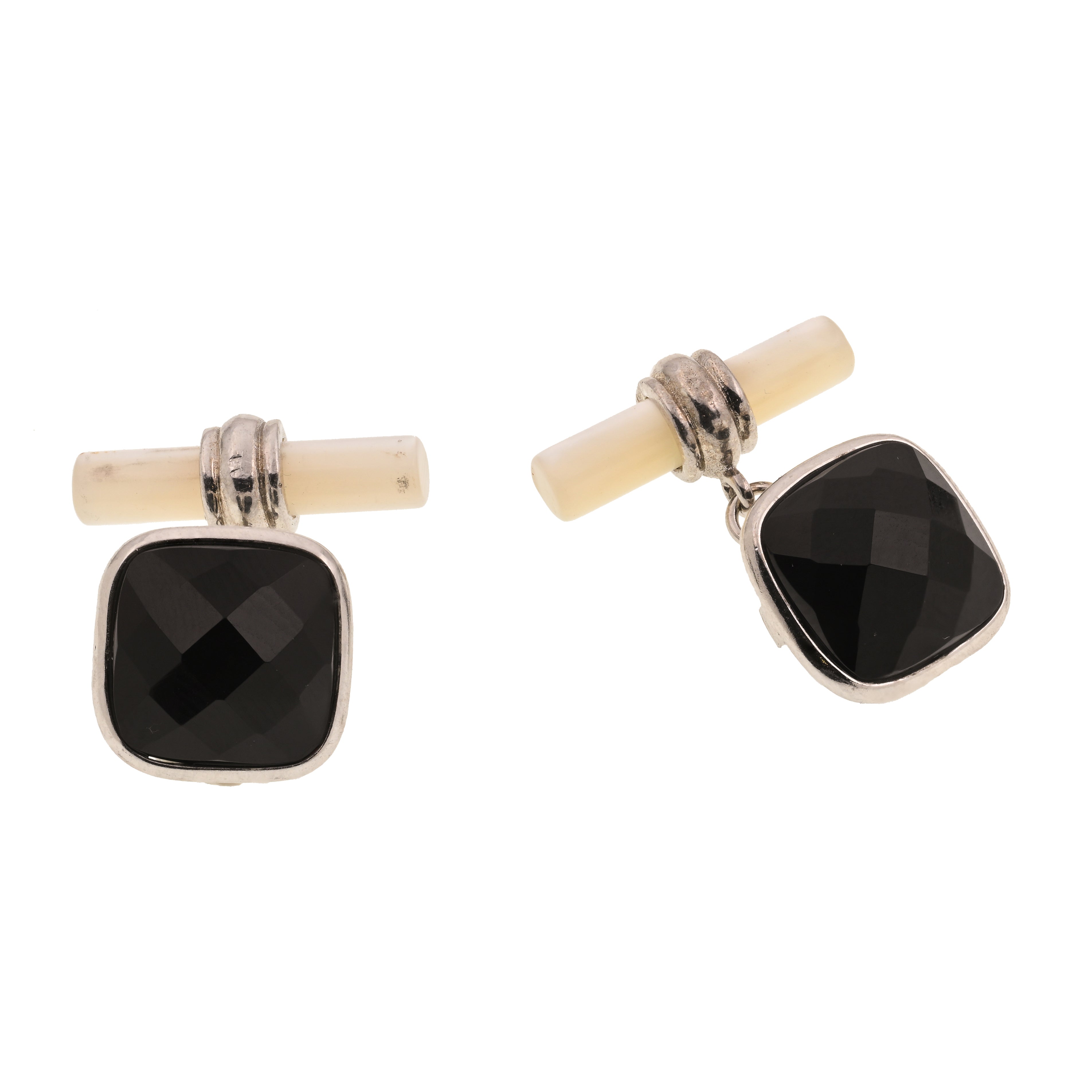 Gemelli in argento 925 con madreperla e onice