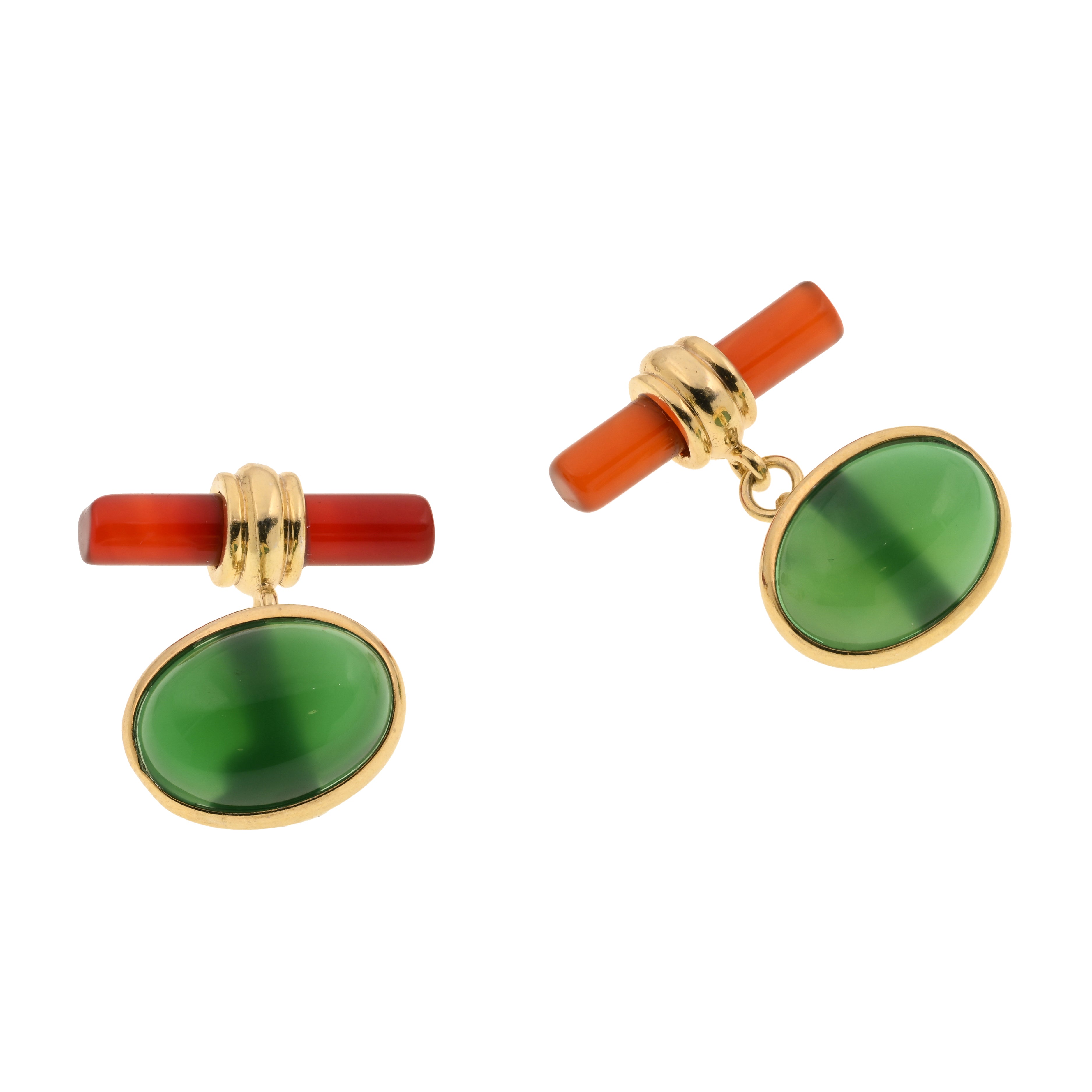 Gemelli in argento 925 con corniola e agata verde