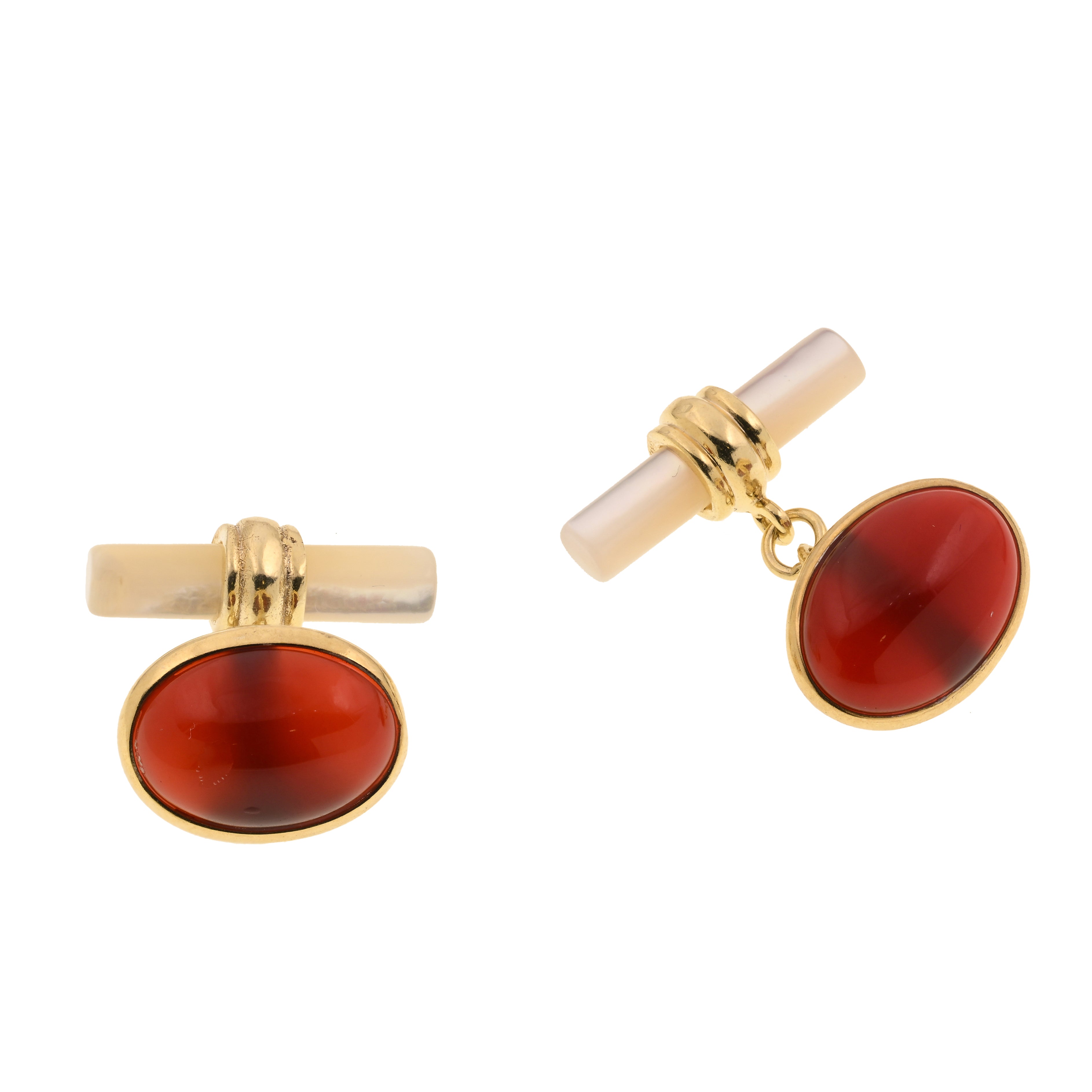 Gemelli in argento 925 con madreperla e corniola