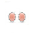 · Orecchini in Oro Bianco con Corallo Rosa e Diamanti ·