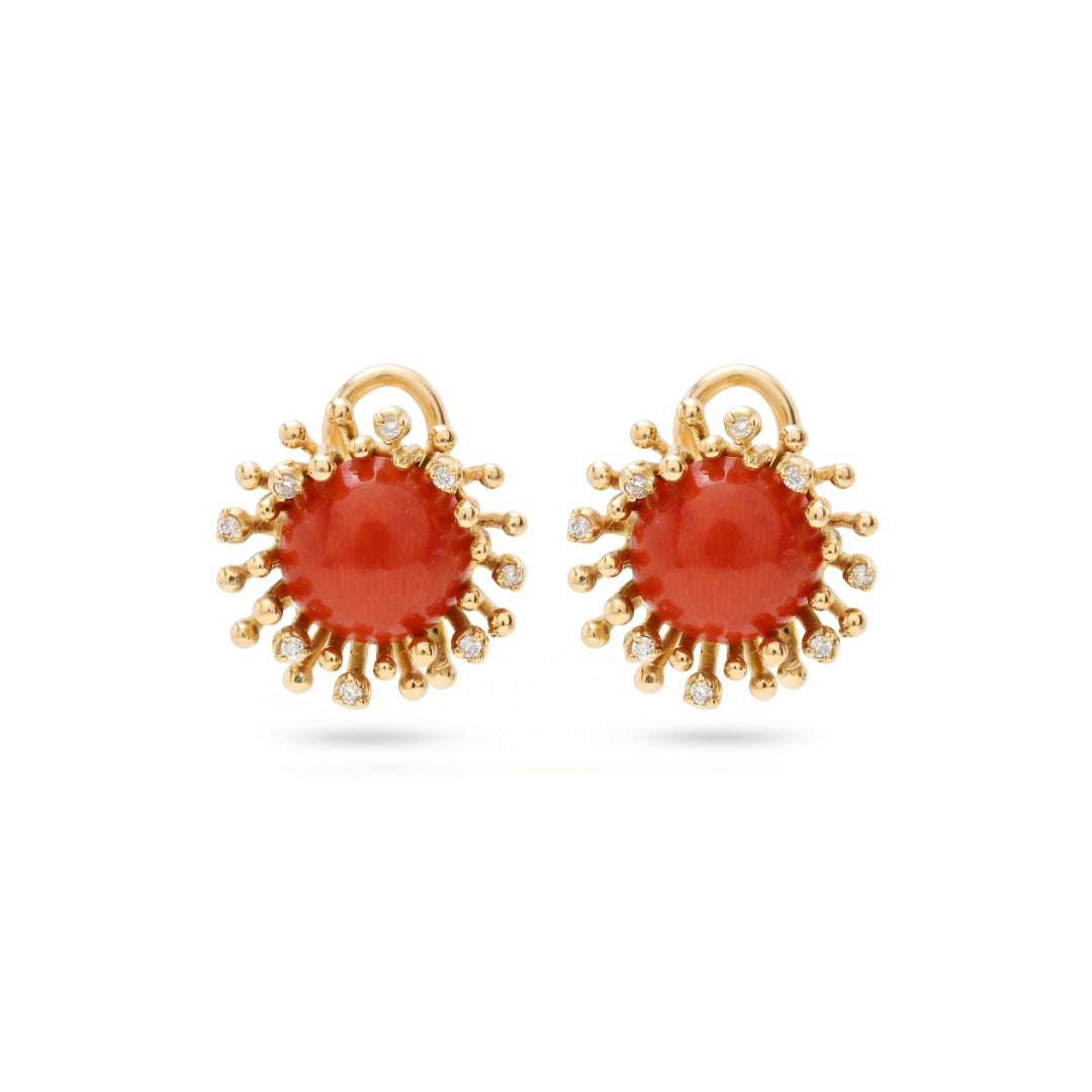 · Orecchini in Oro con Corallo Rosso e Diamanti ·