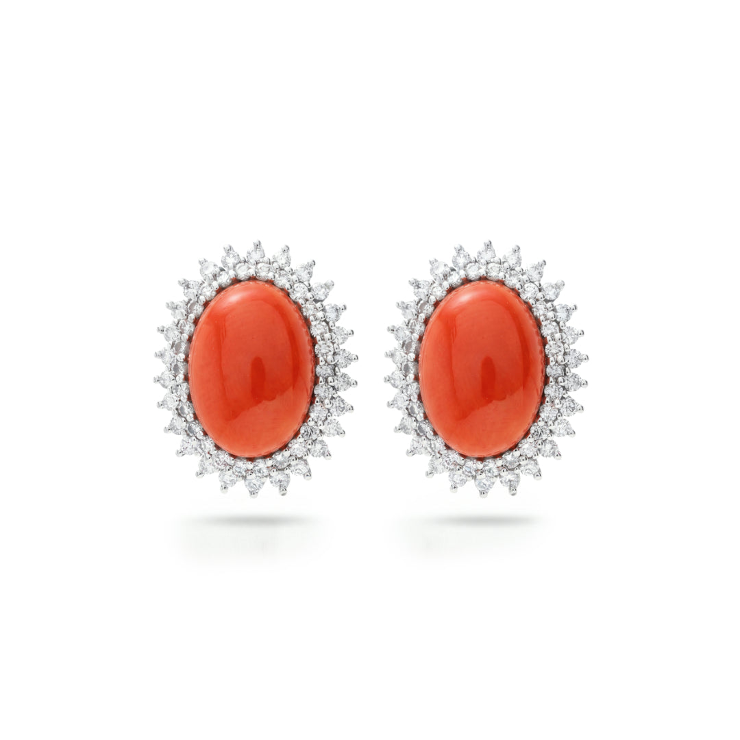 · Orecchini in Oro con Corallo Rosso e Diamanti ·