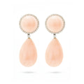 · Orecchini in Oro Bianco con Corallo Rosa e Diamanti ·