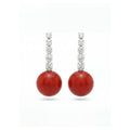 · Orecchini in Oro Bianco con Corallo Rosso e Diamanti ·