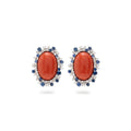 · Orecchini in Oro Bianco con Corallo Rosso, Zaffiri e Diamanti ·