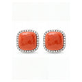 · Orecchini in Oro Bianco con Corallo Rosso e Diamanti ·