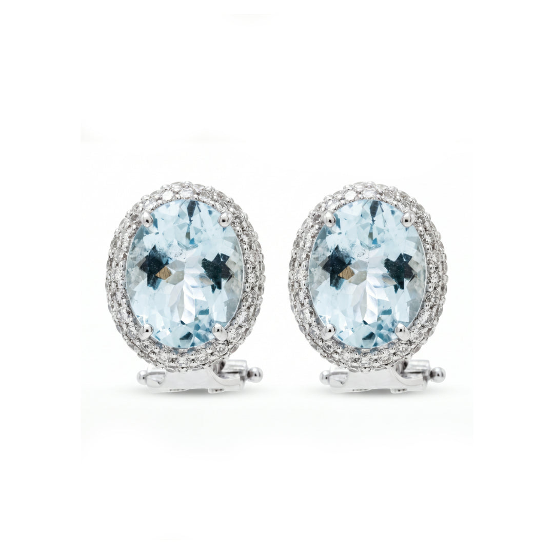 · Orecchini in Oro Bianco con Acquamarina e Diamanti ·
