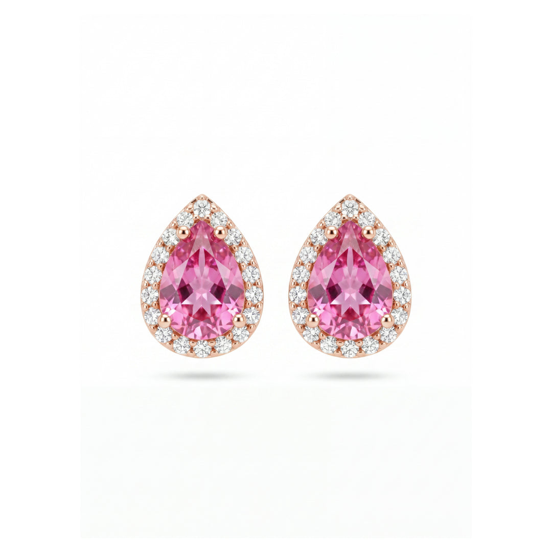· Orecchini in Oro con Tormalina Rosa e Diamanti ·