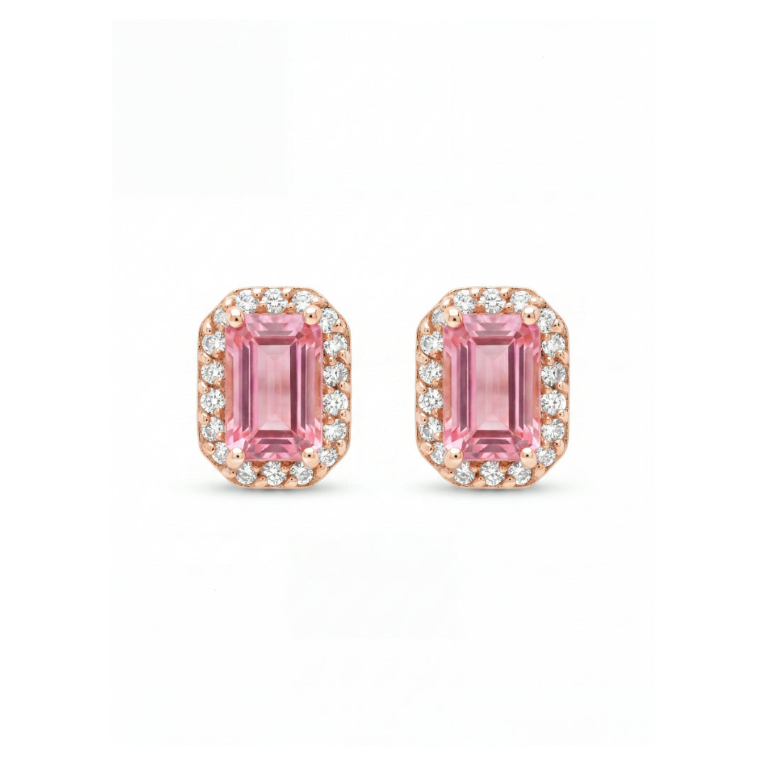 · Orecchini in Oro con Tormalina Rosa e Diamanti ·