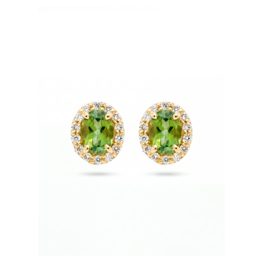 · Orecchini in Oro con Tormalina Verde e Diamanti ·