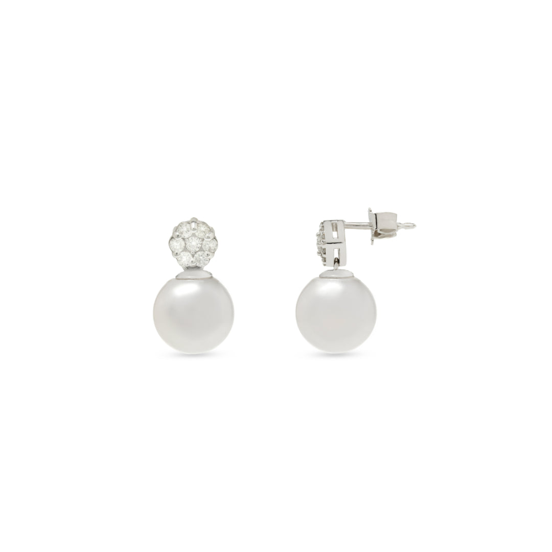 · Orecchini Francesca in Oro Bianco con Perle Freshwater e Diamanti ·
