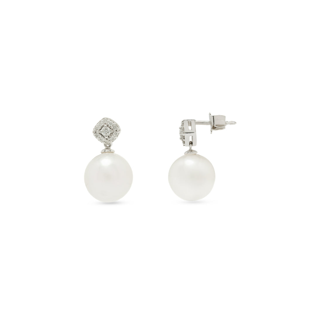 · Orecchini Luciana in Oro Bianco con Perle Australiane e Diamanti ·
