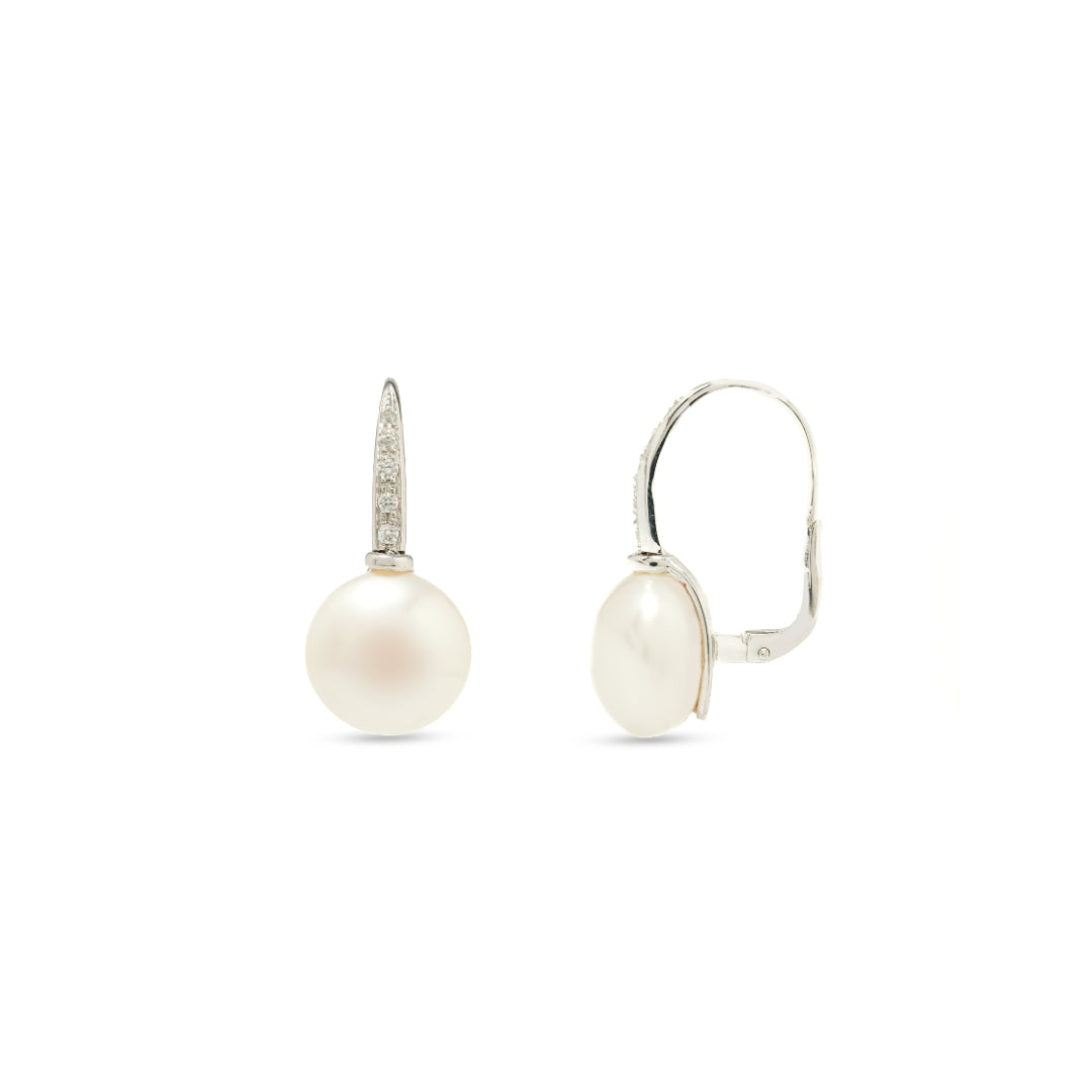 · Orecchini Sarah in Oro Bianco con Perle Freshwater e Diamanti ·